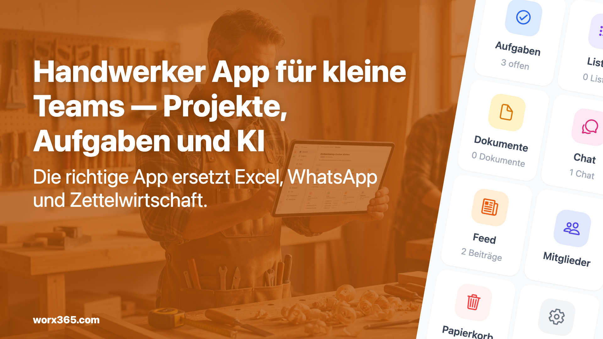 Handwerker App für kleine Teams — Projekte, Aufgaben und KI